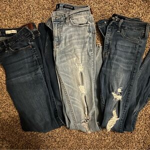 Hollister Women's Skinny Jeans - Dark and Light Blue